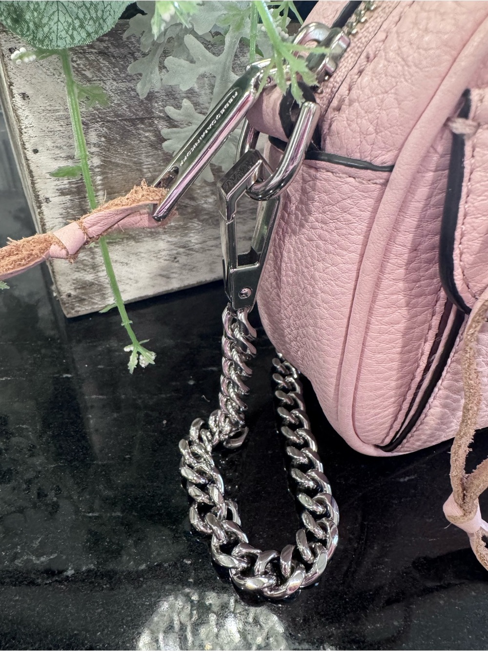 🌸Rebecca Minkoff Mini MAC Blush Pink Pebbled Leather Crossbody Bag Silver - Picture 14 of 14